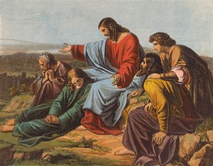 Ježíš Kristus pláče nad Jeruzalémem (barevná litografie) od English School