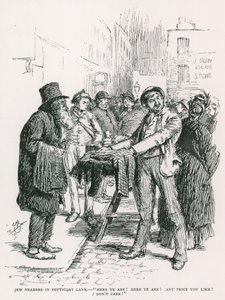 Židovští obchodníci v Petticoat Lane od English School