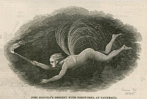 Sjezd Joela Diabola s ohňostrojem ve Vauxhall Gardens, Londýn od English School