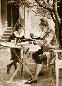 Johann Wolfgang von Goethe instruuje svého syna Augusta, jak střílet z kuše od English School
