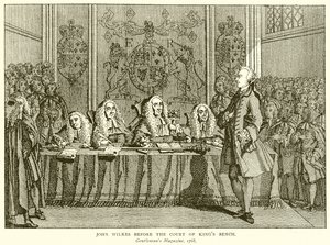 John Wilkes před Court of Kings Bench od English School