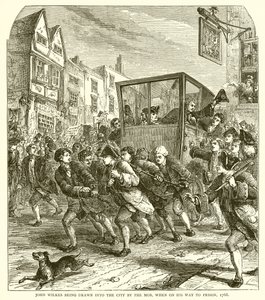 John Wilkes byl vtažen do města davem, když byl na cestě do vězení, 1768 od English School