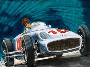 Juan Manuel Fangio řídí Mercedes-Benz od English School