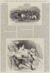 Jubilejní rok vlády královny, časný život Jejího Veličenstva (rytina) od English School