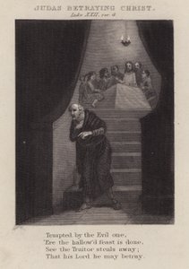 Jidáš zrazující Krista, Lukáš XXII., ver 4 (rytina) od English School