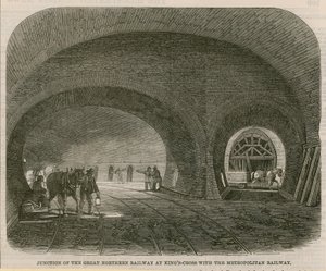 Křižovatka Velké severní železnice v Kings Cross s Metropolitan Railway od English School