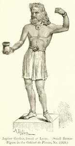 Jupiter Gaulois nalezen v Lyonu. (Malá bronzová figurka v Cabinet de France, č. 2929) (rytina) od English School