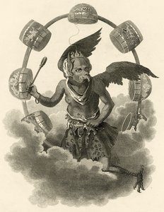 Jupiter, idol Číňanů, ilustrace ze Světa: aneb současný stav vesmíru, který je všeobecnou a úplnou sbírkou moderních cest a cest, od Cavendishe Pelhama, publikovat od English School