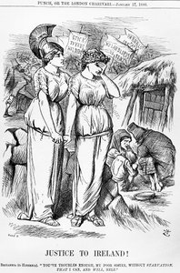 Justice to Ireland!, vyrytý Joseph Swain, z Punch, 17. ledna 1880 od English School