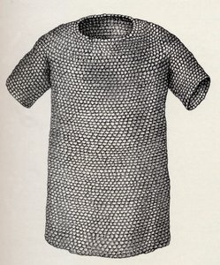 Jutský nebo dánský poštovní plášť z doby před rokem 450 n. l., z knihy Krátké dějiny anglického národa od J. R. Greena, vydané v roce 1893. od English School