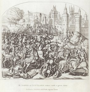 K. David ze Skotska přichází s velkou armádou před Newcastle upon Tyne od English School