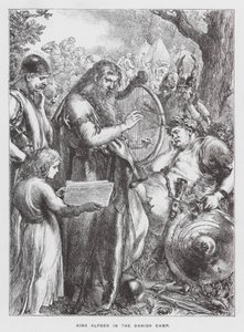 Král Alfréd v dánském táboře (rytina) od English School