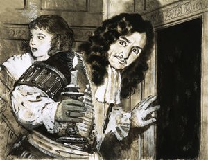 Král Karel II. se po porážce v bitvě u Worcesteru skrývá od English School