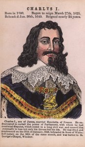 Král Karel I. (barevná rytina) od English School