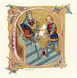 King Edward III a Prince Edward (barevná rytina) od English School