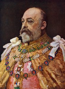 Král Edward VII (barevná litografie) od English School