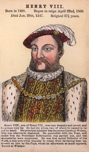 Král Jindřich VIII. (barevná rytina) od English School
