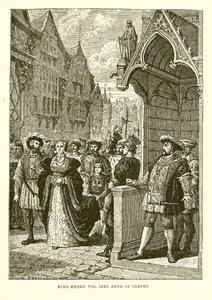 Král Jindřich VIII vidí Annu z Cleves (rytina) od English School