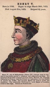Král Jindřich V. (barevná rytina) od English School