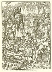 Král Jan podepisuje Magna Charta, 1215 od English School