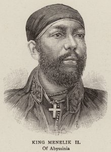 Král Menelik II (rytina) od English School