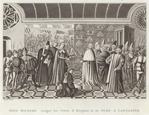 Král Richard rezignuje na svou korunu a království vévodovi z Lancasteru od English School