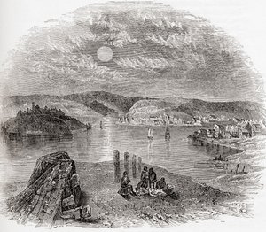 Kinsale, hrabství Cork, Irsko v 19. století, ze staré Anglie: Vyd. 1847 od English School