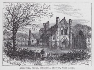 Kirkstall Abbey, Kirkstall Station, nedaleko Leedsu (rytina) od English School