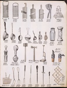 Kuchyňské náčiní, z obchodního katalogu domácího zboží a příslušenství, cca 1890-1910 od English School