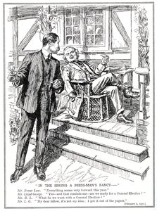LLoyd George a Bonar Law diskutují o vyhlídce na všeobecné volby, únor 1920 od English School