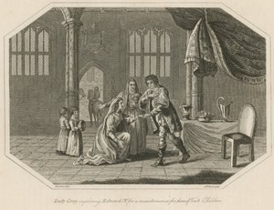 Lady Grey prosí krále Edwarda IV. o výživné pro sebe a děti od English School