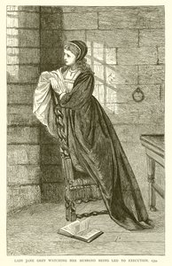 Lady Jane Grayová sleduje svého manžela vedeného k popravě, 1554 od English School