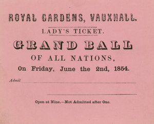 Lístek Ladys, Vauxhall Gardens, Londýn, na 2. června 1854 od English School