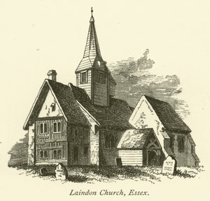 Kostel v Laindonu, Essex (rytina) od English School