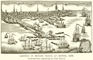 Vylodění britských jednotek v Bostonu, 1768 od English School