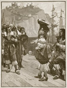 Vylodění Karla II. v Doveru, 26. května 1660, ilustrace z Cassells Illustrated History of England (sépiová fotografie) od English School