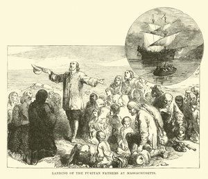 Přistání puritánských otců v Massachusetts od English School