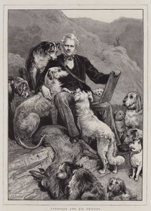 Landseer a jeho přátelé (rytina) od English School