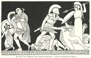 Poslední trojská noc - Aeneas - Kassandra. Váza v Neapolském muzeu (rytina) od English School