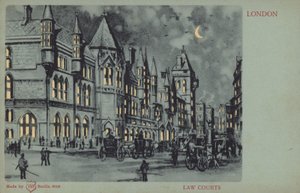 Právnické soudy, Londýn (barevná litografie) od English School