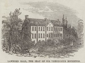 Lawford Hall, sídlo sira Theodosia Boughtona (rytina) od English School