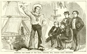 Učení se jmen plachet, rubášů atd. na palubě H. M. S. Britannia od English School