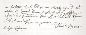 Dopis Daniela Boonea soudci Johnu Cobrenovi, originál ze dne 5. října 1809 (viz také 619583) od English School