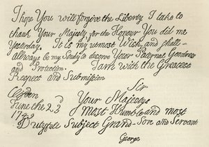 Dopis Jiřího III. jeho dědečkovi králi, 23. června 1749, publikovaný v 
