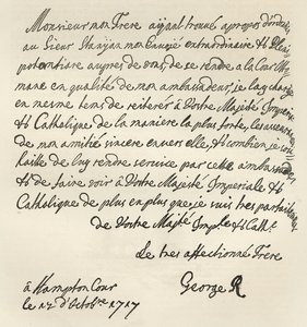 Dopis od Jiřího I. Karlu VI., 1717, publikovaný v 