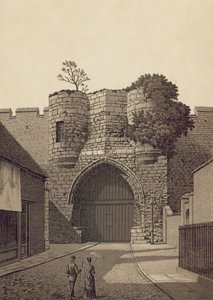Lincoln, Castle Gateway (litografie) od English School