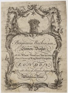 Linen Draper, Benjamin Watkinson, obchodní karta. od English School