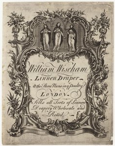 Linen Draper, William Wiseham, obchodní karta od English School