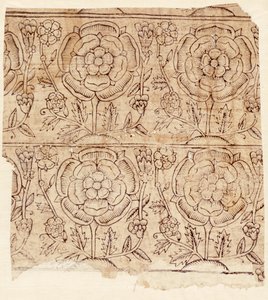 Podšívkový papír se vzorem tudorovské růže, cca 1550 (dřevěný tisk) od English School