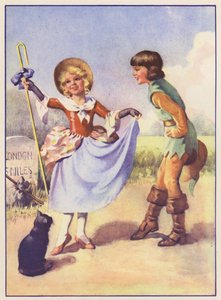Little Bo Peep a Dick Whittington (barevná litografie) od English School